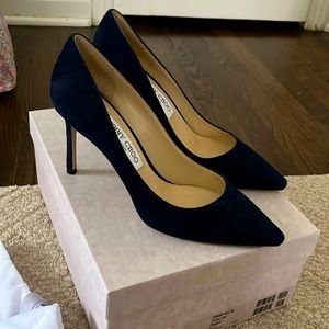 Jimmy Choo Navy Suede Pump Size 8 NWT